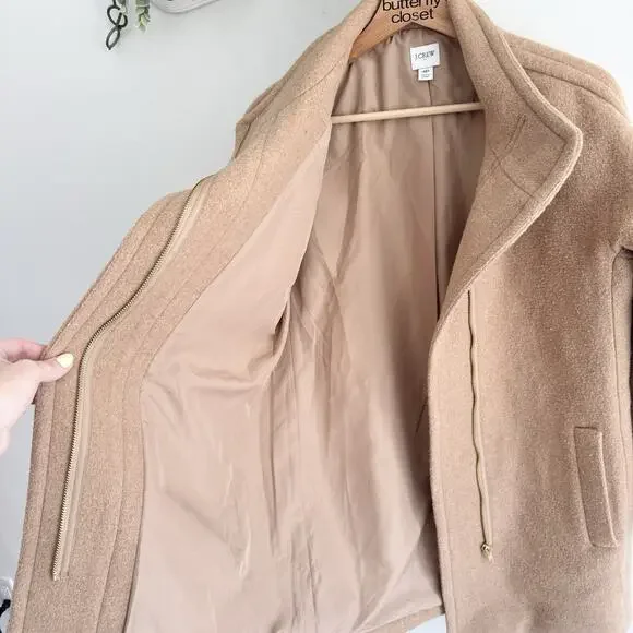 J. Crew Brown City Coat Asymmetrical Zip 4P - Picture 3 of 5